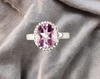 Handgemachter Morganit Ring: 925 Sterling Silber Edelsteinschmuck