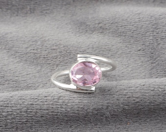 Handgemachter Morganit Ring: 925 Sterling Silber Edelsteinschmuck