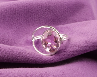 Handgemachter Morganit Ring: 925 Sterling Silber Edelsteinschmuck