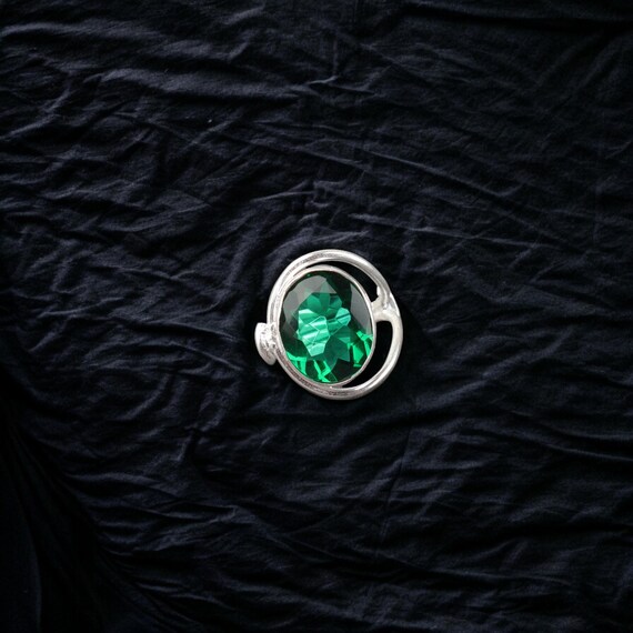 Handmade Green Emerald Ring: 925 Sterling Silver Green Gemstone Jewelry