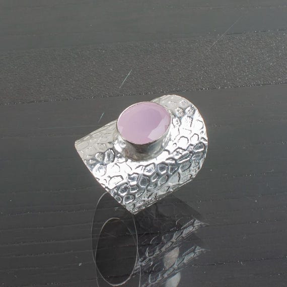 Handmade Rose Chalcedony Ring: 925 Sterling Silver Pink Gemstone Jewelry