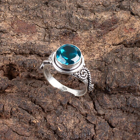 Handmade Apatite Ring: 925 Sterling Silver Blue Gemstone Jewelry