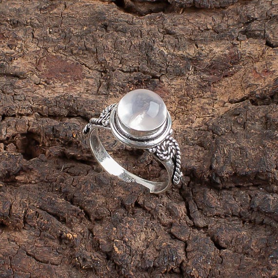 Handmade Rose Quartz Ring: 925 Sterling Silver Pink Gemstone Jewelry