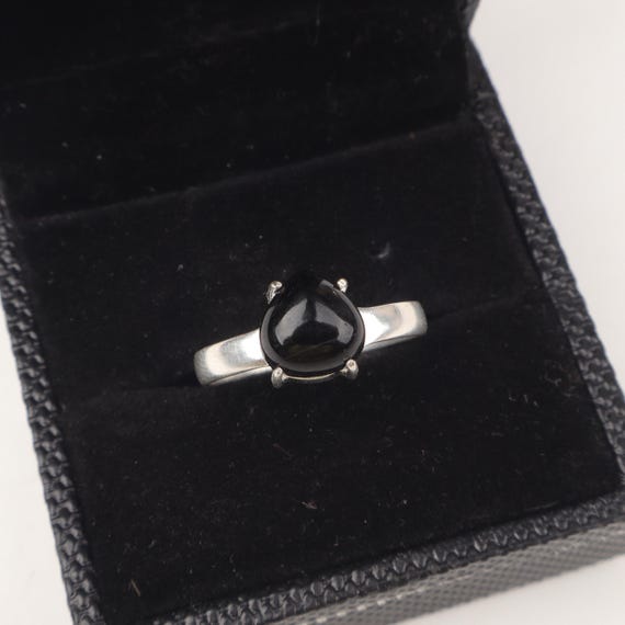 Handmade Black Tourmaline Ring: 925 Sterling Silver Black Gemstone Jewelry