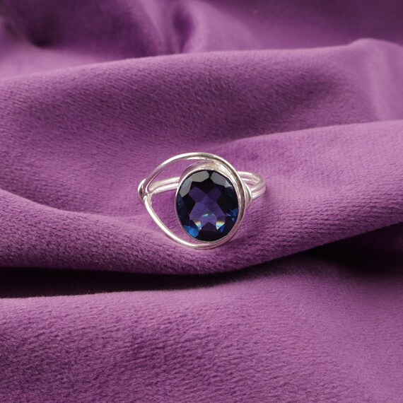 Handmade London Blue Topaz Ring: 925 Sterling Silver Blue Gemstone Jewelry