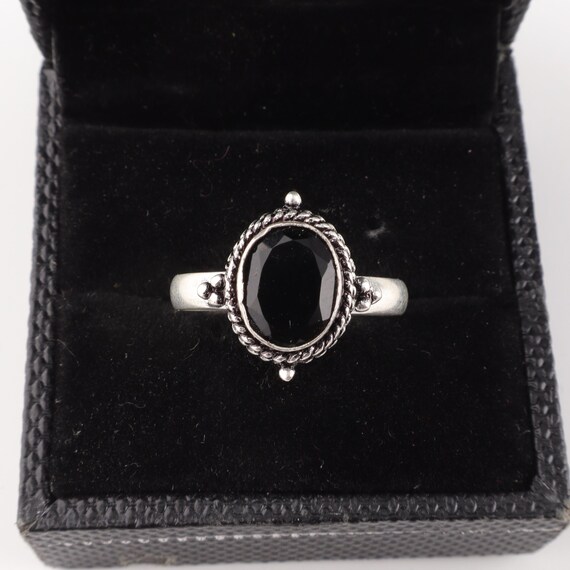 Handmade Black Onyx Ring: 925 Sterling Silver Black Gemstone Jewelry