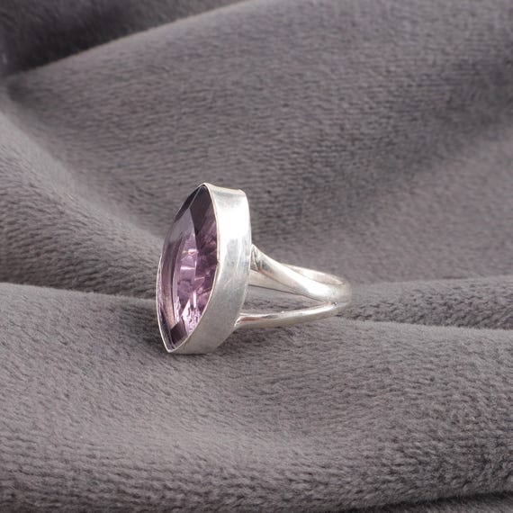 Handmade Amethyst Ring: 925 Sterling Silver Purple Gemstone Jewelry