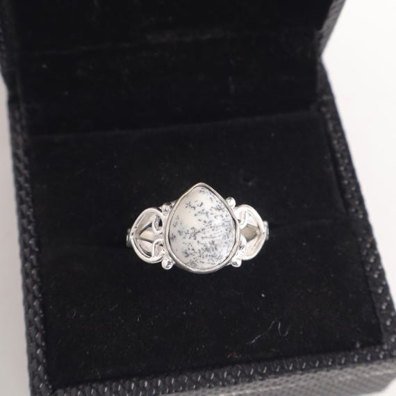 Handmade Dendrite Opal Ring: 925 Sterling Silver Fire Gemstone Jewelry