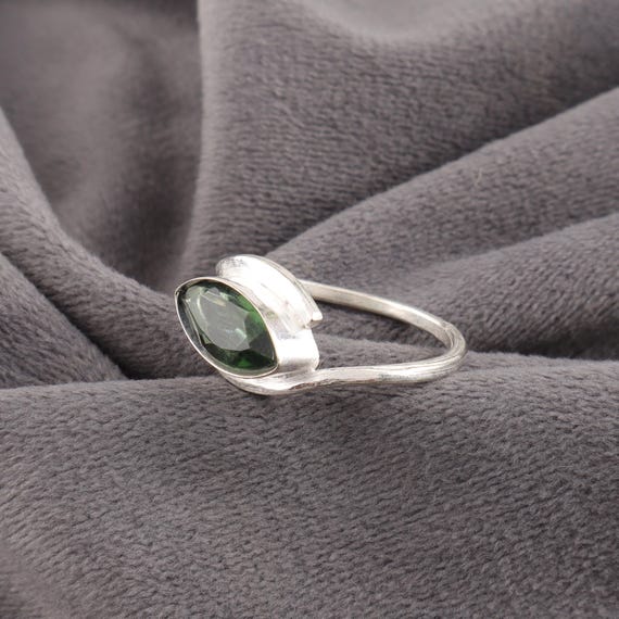 Handmade Green Amethyst Ring: 925 Sterling Silver Green Gemstone Jewelry