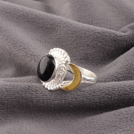Handmade Black Tourmaline Ring: 925 Sterling Silver Black Gemstone Jewelry