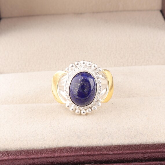 Handmade Lapis Lazuli Ring: 925 Sterling Silver Blue Gemstone Jewelry