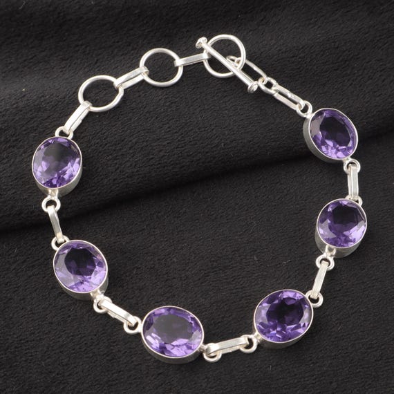 Handmade Iolite Bracelet: Sterling Silver Multi Gemstone Jewelry
