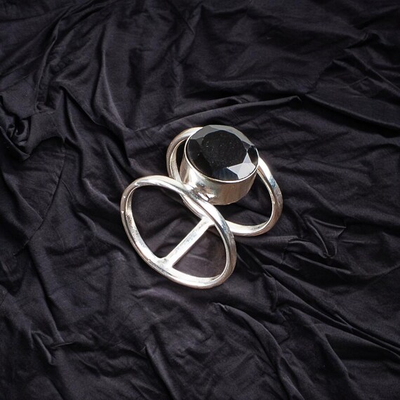 Handmade Black Onyx Ring: 925 Sterling Silver Black Gemstone Jewelry