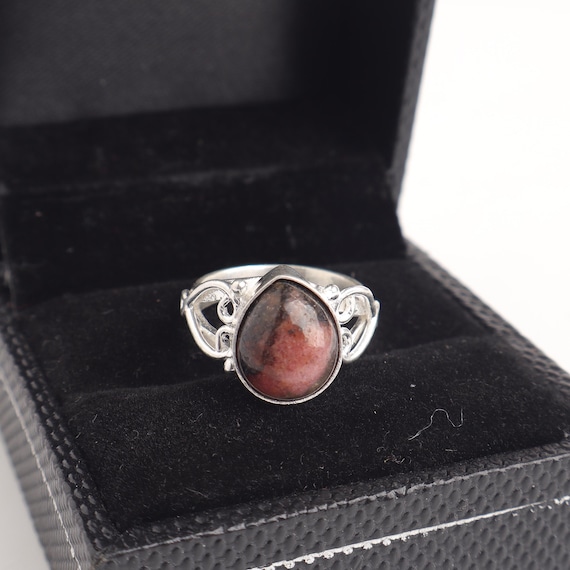 Handmade Rhodonite Ring: 925 Sterling Silver Multi Gemstone Jewelry
