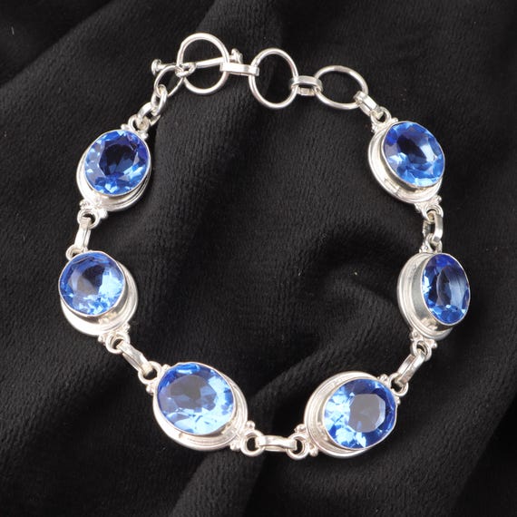 Handmade Tanzanite Bracelet: Sterling Silver Multi Gemstone Jewelry