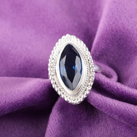 Handmade London Blue Topaz Ring: 925 Sterling Silver Blue Gemstone Jewelry