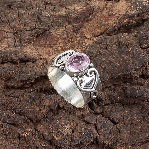 Handmade Morganite Ring: 925 Sterling Silver Pink Gemstone Jewelry