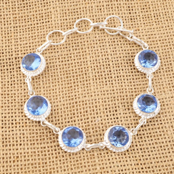 Handmade Tanzanite Bracelet: Sterling Silver Multi Gemstone Jewelry