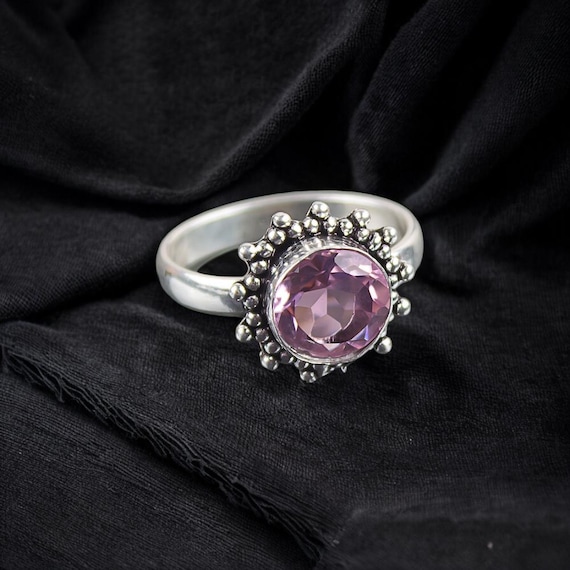 Handmade Pink Kunzite Ring: 925 Sterling Silver Pink Gemstone Jewelry