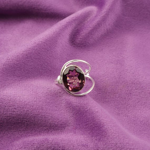 Handmade Rhodolite Ring: 925 Sterling Silver Pink Gemstone Jewelry