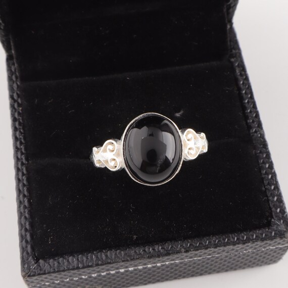Handmade Black Tourmaline Ring: 925 Sterling Silver Black Gemstone Jewelry