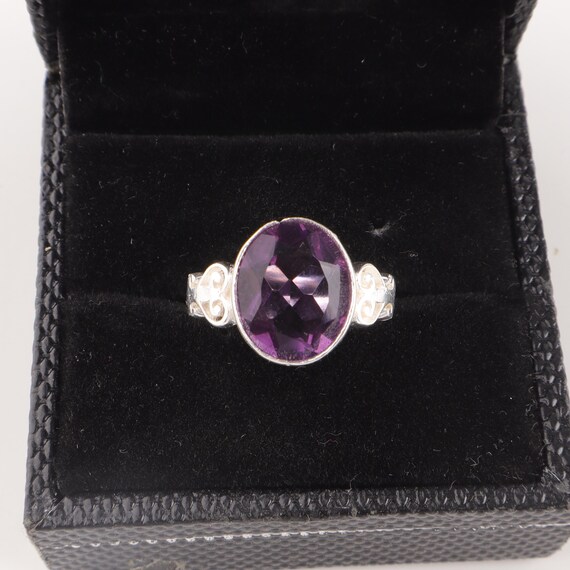 Handmade Amethyst Ring: 925 Sterling Silver Purple Gemstone Jewelry