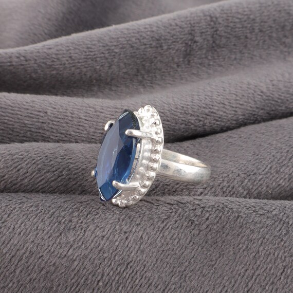 Handmade London Blue Topaz Ring: 925 Sterling Silver Blue Gemstone Jewelry
