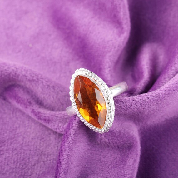 Handmade Citrine Ring: 925 Sterling Silver Yellow Gemstone Jewelry