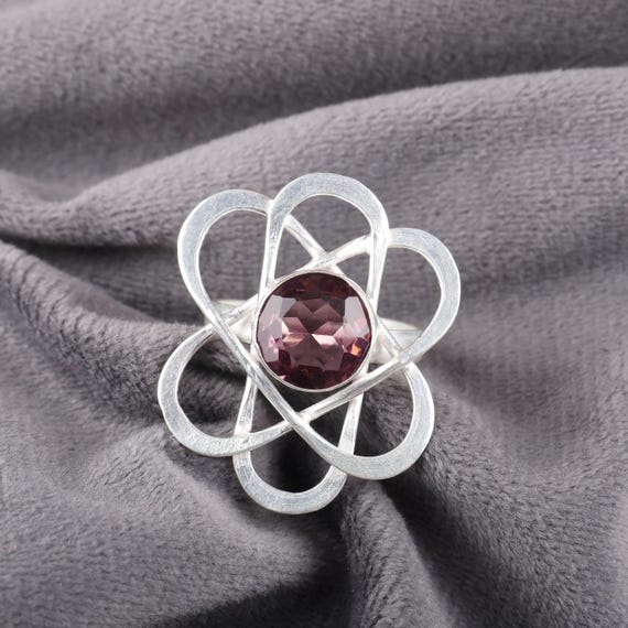 Handmade Rhodolite Ring: 925 Sterling Silver Pink Gemstone Jewelry