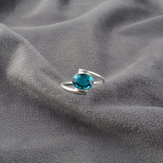 Handmade Apatite Ring: 925 Sterling Silver Blue Gemstone Jewelry