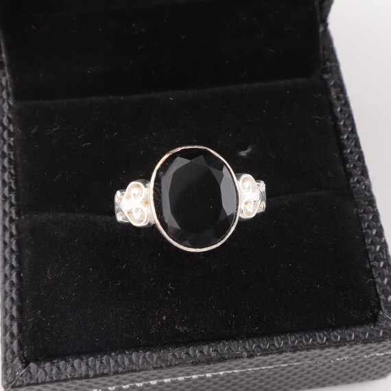 Handmade Black Onyx Ring: 925 Sterling Silver Black Gemstone Jewelry
