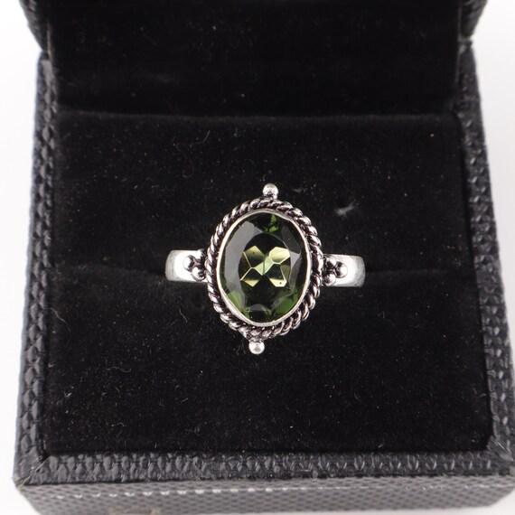 Handmade Green Tourmaline Ring: 925 Sterling Silver Green Gemstone Jewelry