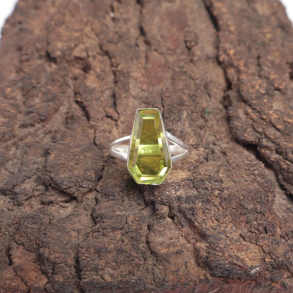 Handmade Peridot Ring: 925 Sterling Silver Green Gemstone Jewelry