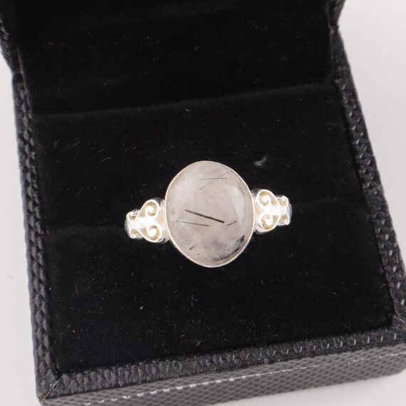 Handmade Black Rutile Ring: 925 Sterling Silver Black Gemstone Jewelry