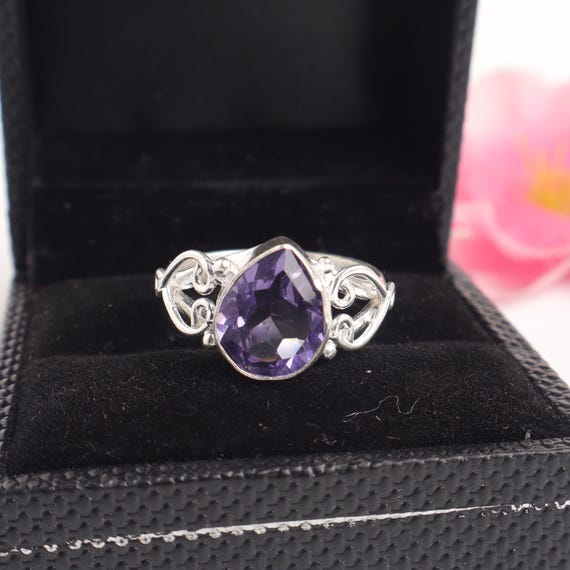 Handmade Iolite Ring: 925 Sterling Silver Purple Gemstone Jewelry