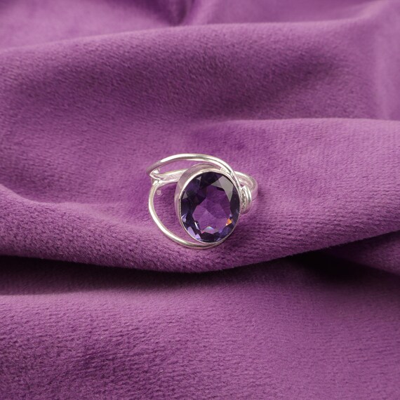 Handmade Iolite Ring: 925 Sterling Silver Purple Gemstone Jewelry