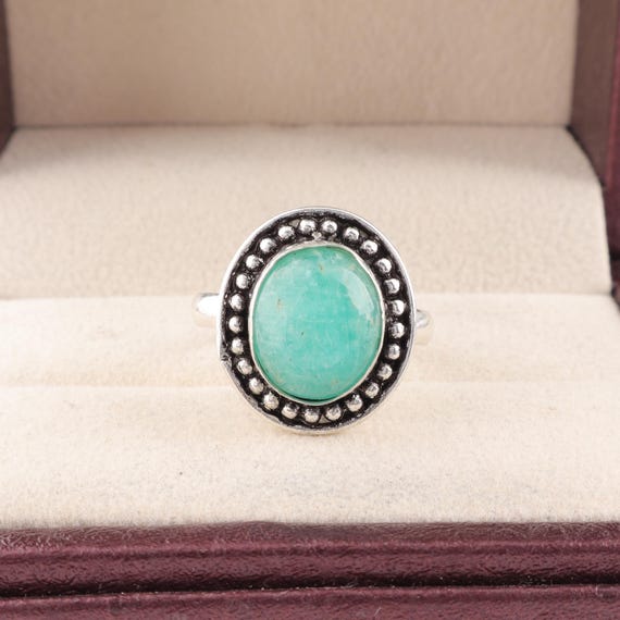 Handmade Amazonite Ring: 925 Sterling Silver Blue Gemstone Jewelry
