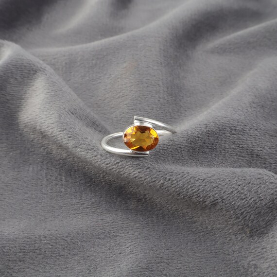 Handmade Citrine Ring: 925 Sterling Silver Yellow Gemstone Jewelry