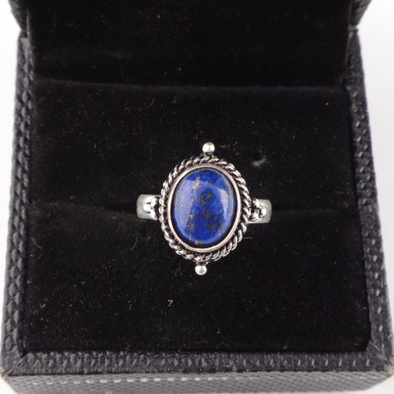 Handmade Lapis Lazuli Ring: 925 Sterling Silver Blue Gemstone Jewelry