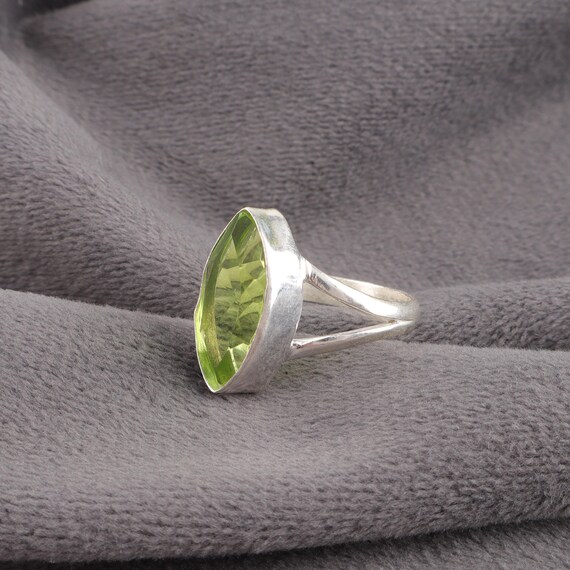 Handmade Peridot Ring: 925 Sterling Silver Green Gemstone Jewelry