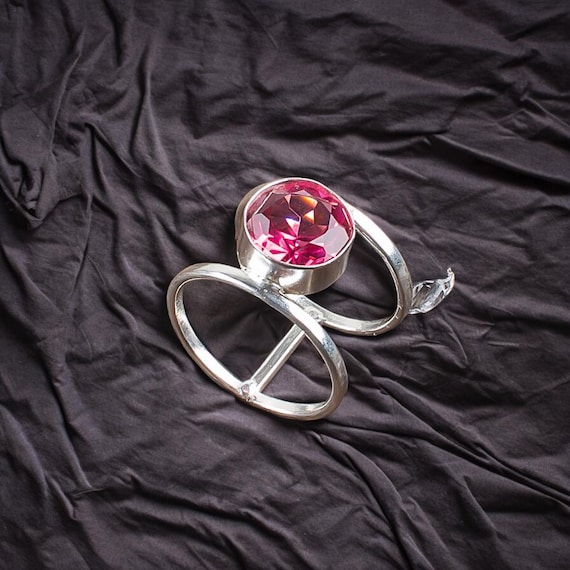 Handmade Pink Tourmaline Ring: 925 Sterling Silver Pink Gemstone Jewelry