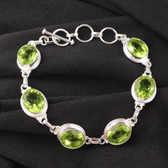 Handmade Peridot Bracelet: Sterling Silver Multi Gemstone Jewelry