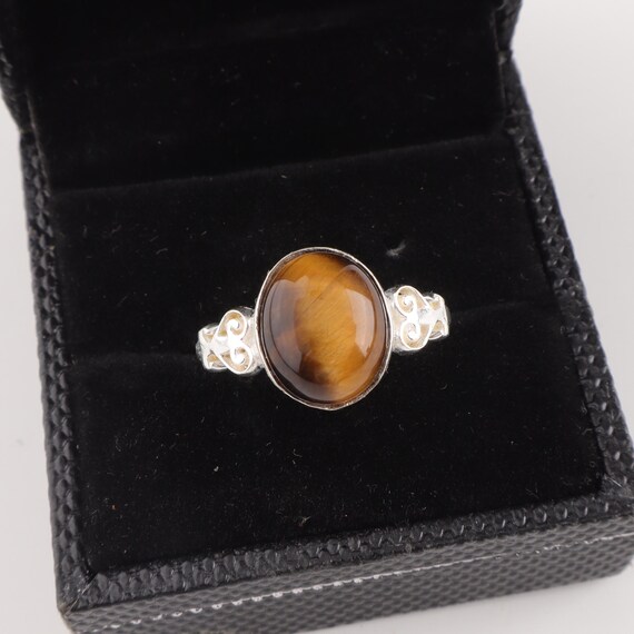 Handmade Yellow Tiger's Eye Ring: 925 Sterling Silver Yellow Gemstone Jewelry