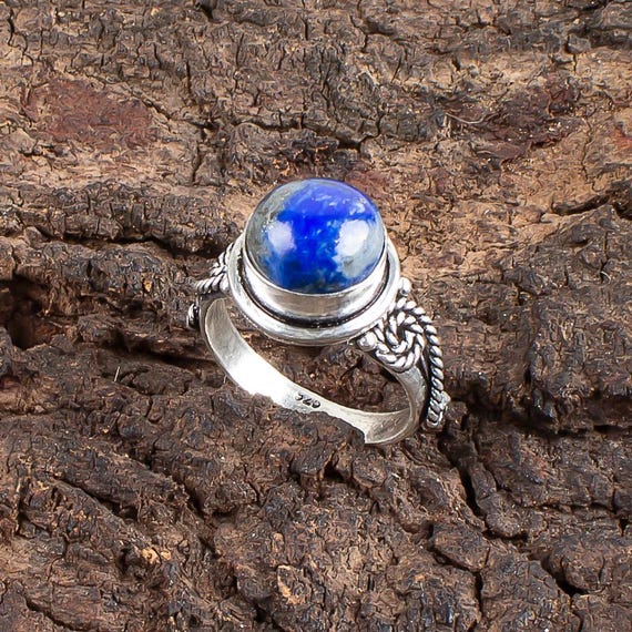 Handmade Lapis Lazuli Ring: 925 Sterling Silver Blue Gemstone Jewelry