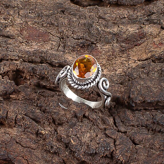 Handmade Citrine Ring: 925 Sterling Silver Yellow Gemstone Jewelry