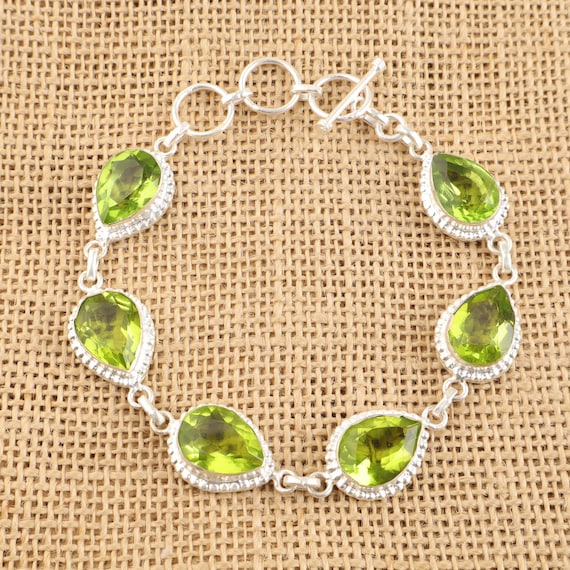Handmade Peridot Bracelet: Sterling Silver Multi Gemstone Jewelry
