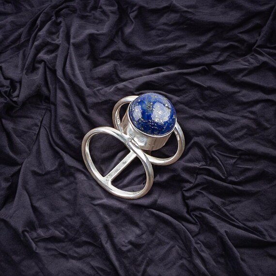 Handmade Lapis Lazuli Ring: 925 Sterling Silver Blue Gemstone Jewelry