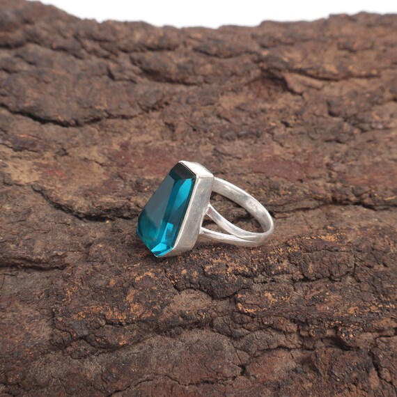 Handmade Apatite Ring: 925 Sterling Silver Blue Gemstone Jewelry