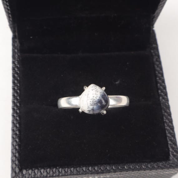 Handmade Dendrite Opal Ring: 925 Sterling Silver Fire Gemstone Jewelry