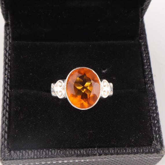 Handmade Citrine Ring: 925 Sterling Silver Yellow Gemstone Jewelry